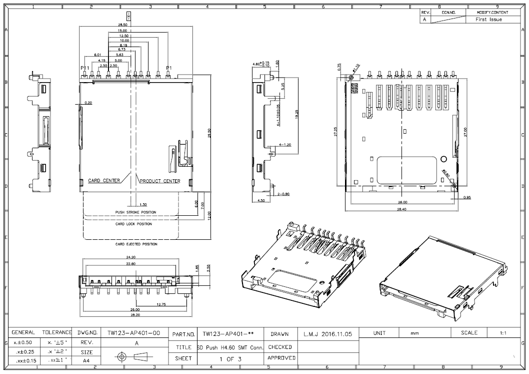 SD PUSH H4.6 SMT conn.