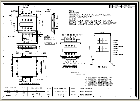 双层SIM 卡 8PIN