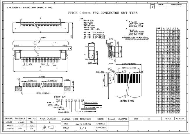 0.5mm FPC (B型)下接