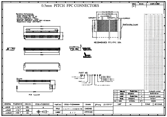 0.5mm FPC (1.0H)掀盖P型下接