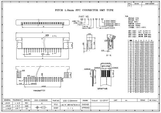 1.0mm FPC (A型)半包下接(H=2.5)